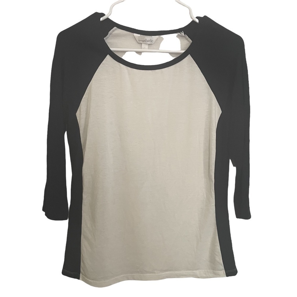 𝅺CHARMING Charlie’s Navy Blue & White Baseball Shirt